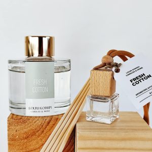 Σετ Δώρου με Αρωματικό Αυτοκινήτου 8ml και Reed Diffuser 100ml με Άρωμα Fresh Cotton