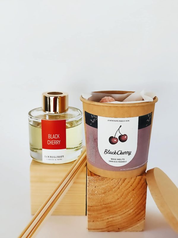Σετ Δώρου με Wax Melts Box 100γρ και Reed Diffuser 100ml με Άρωμα Black Cherry