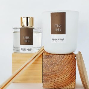Σετ Δώρου "Pure Serenity" - Φυτικό Κερί Σόγιας & Reed Diffuser με Άρωμα Fresh Linen